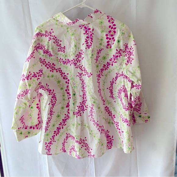 NWOT Izod blouse pastel floral Bright pink & green SZ 1X - Picture 5 of 15
